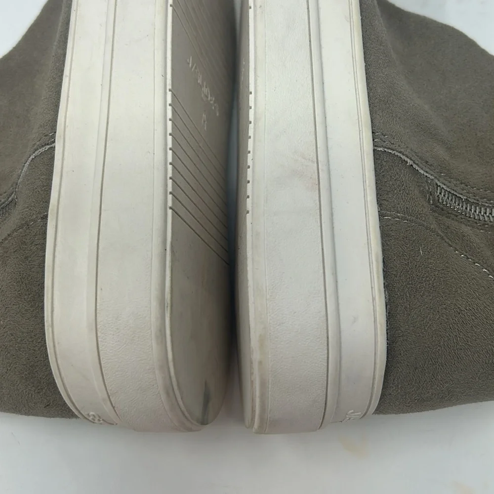 J Sliders Tan Suede-Like Faux Fur Lined Zipped Ankle Sneaker Boots Size 7.5